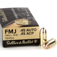 Náboj Sellier&Bellot 45 ACP FMJ 14,9g/230grs Náboj Sellier&Bellot 45 ACP FMJ 14,9g/230grs
