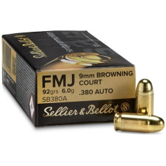 Náboj Sellier&Bellot 9mm Browning FMJ 6g/92grs Náboj Sellier&Bellot 9mm Browning FMJ 6g/92grs