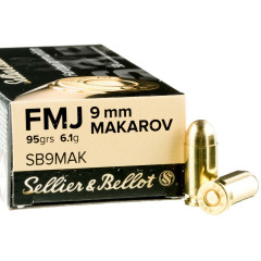 Náboj Sellier&Bellot 9mm Makarov FMJ 6,1g/95grs Náboj Sellier&Bellot 9mm Makarov FMJ 6,1g/95grs