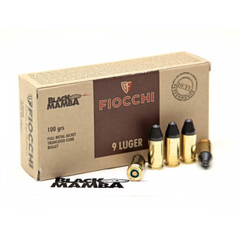 Náboj FIOCCHI 9 LUGER Duty FMJTC 100grs/6,5g Black Mamba