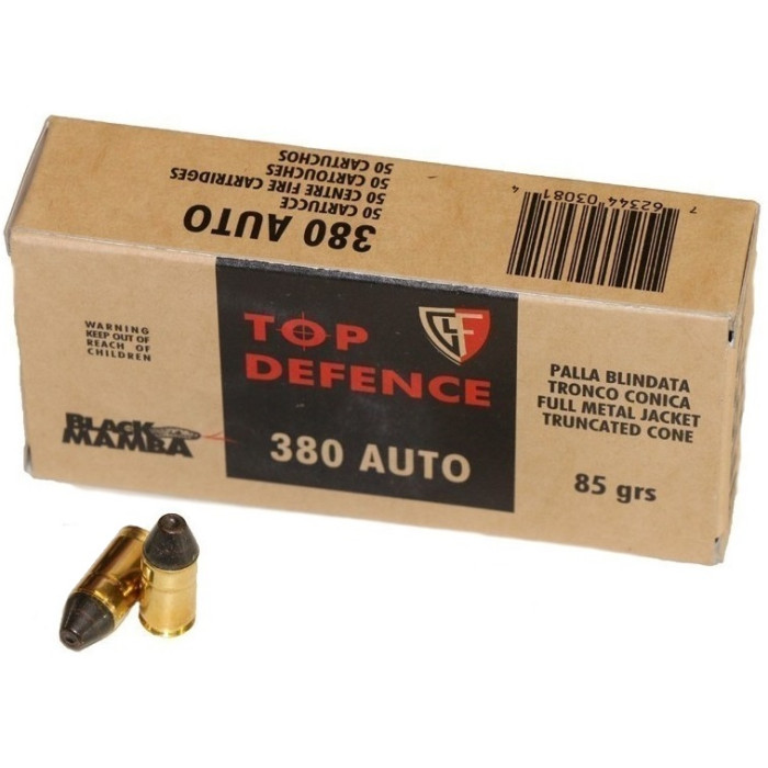 Náboj FIOCCHI 380 AUTO (9mm Browning) FMJTC BM 85grs/5,5g Black Mamba