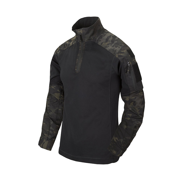 Chemise De Combat Helikon-Tex MCDU Homme - Tissu NyCo Ripstop, Vert Olive, Poches Bras, Col Montant