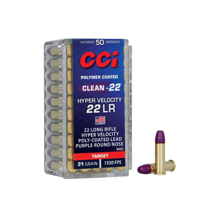 .22LR CCI Clean-22 31gr/2,00g Hyper Velocity Poly-Coated Purple LRN, 50 ks (954CC)