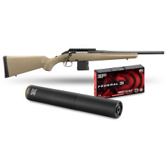 Akciový set Ruger American Rifle Ranch 26968, kal. .300BLK +  Tlmič Stalon + Náboje