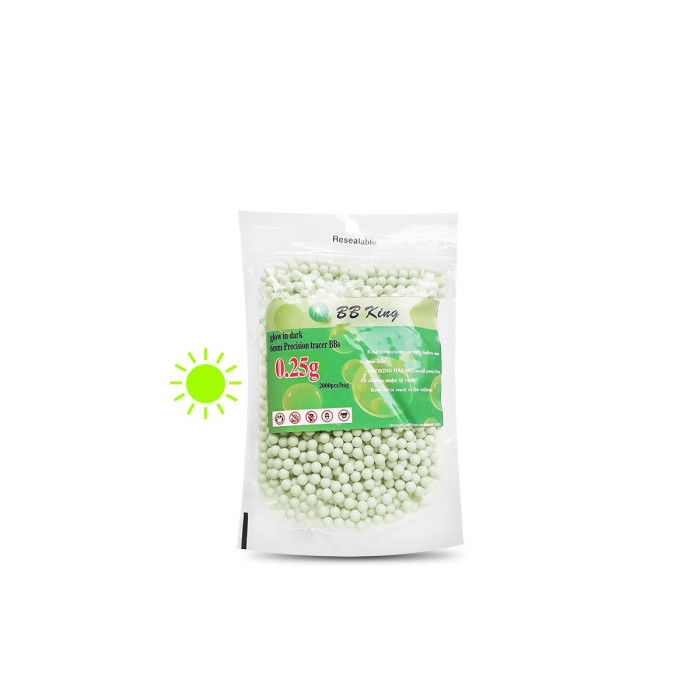 Svietiace airsoft. guličky BB King Tracer BBs 0,25g, 2000ks, kal. 6mm